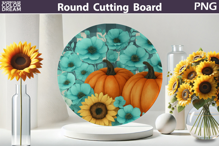 Fall Pumpkin Kitchen | Thanksgiving Round Cutting Board