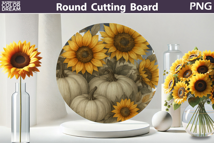 Fall Pumpkin Kitchen | Thanksgiving Round Cutting Board