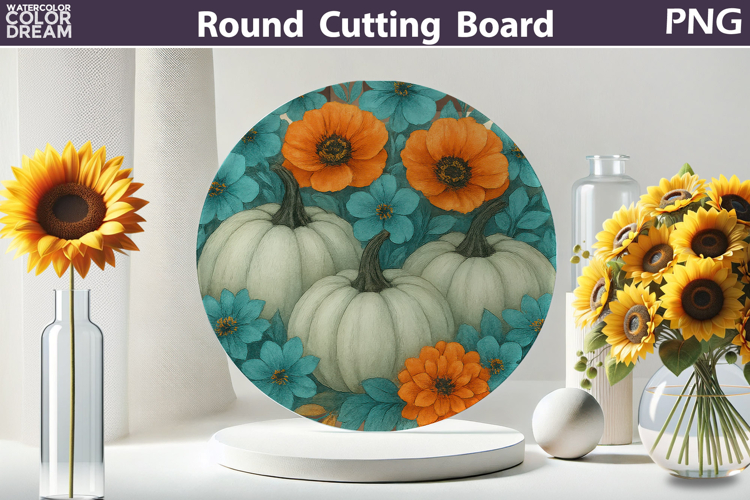 Fall Pumpkin Kitchen | Thanksgiving Round Cutting Board