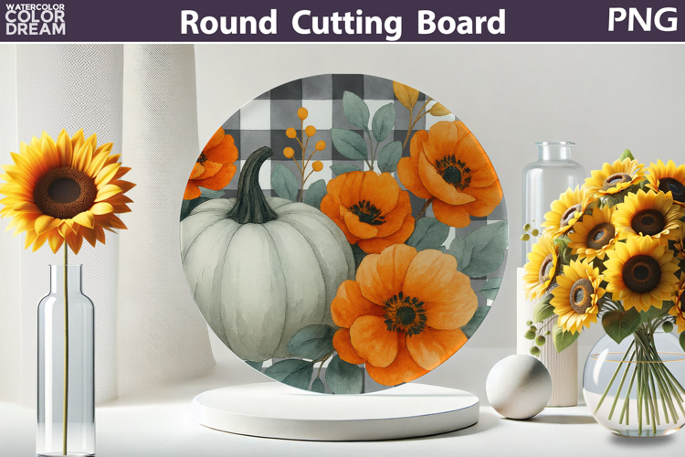 Fall Pumpkin Kitchen | Thanksgiving Round Cutting Board