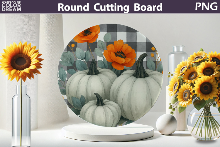 Fall Pumpkin Kitchen | Thanksgiving Round Cutting Board