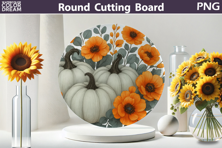 Fall Pumpkin Kitchen | Thanksgiving Round Cutting Board
