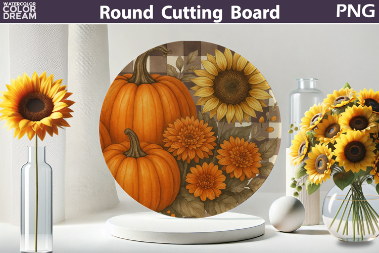 Fall Pumpkin Kitchen | Thanksgiving Round Cutting Board