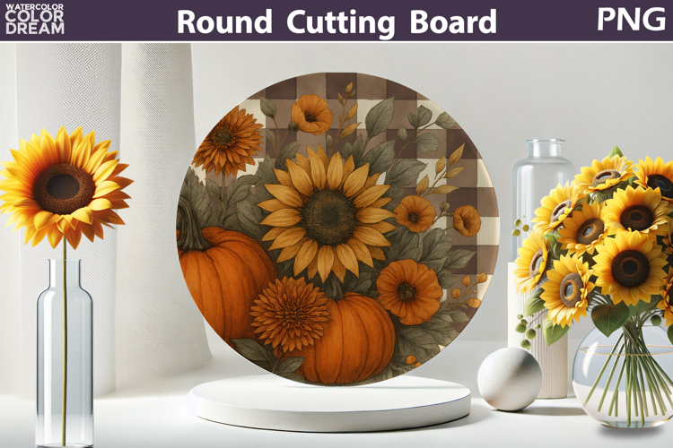 Fall Pumpkin Kitchen | Thanksgiving Round Cutting Board