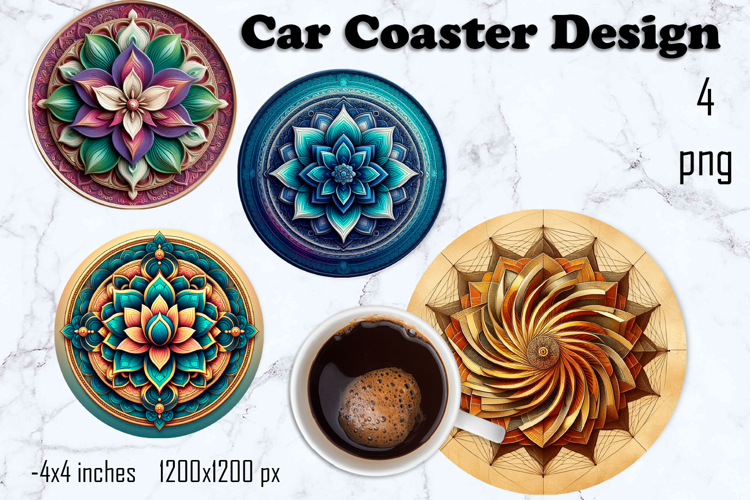 Round 3D mandala decor Sublimation car Coaster