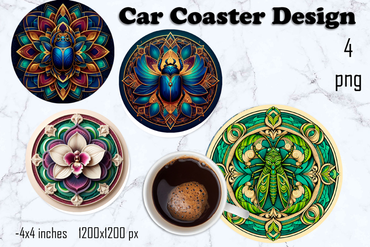 Round 3D mandala decor Sublimation car Coaster