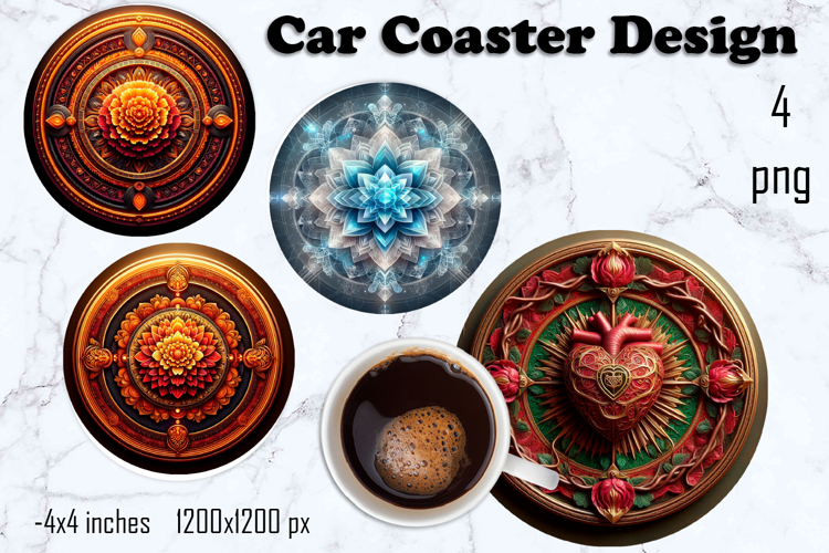 Round 3D mandala decor Sublimation car Coaster