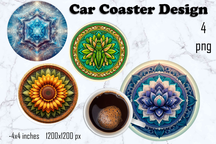 Round 3D mandala decor Sublimation car Coaster