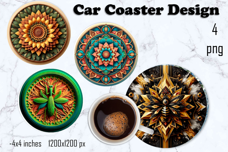 Round 3D mandala decor Sublimation car Coaster