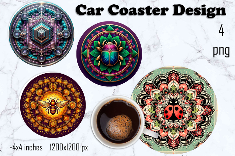 Round 3D mandala decor Sublimation car Coaster