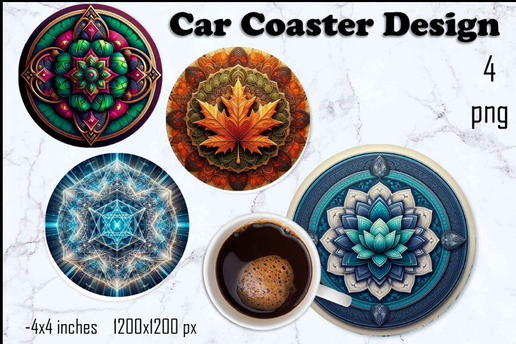 Round 3D mandala decor Sublimation car Coaster