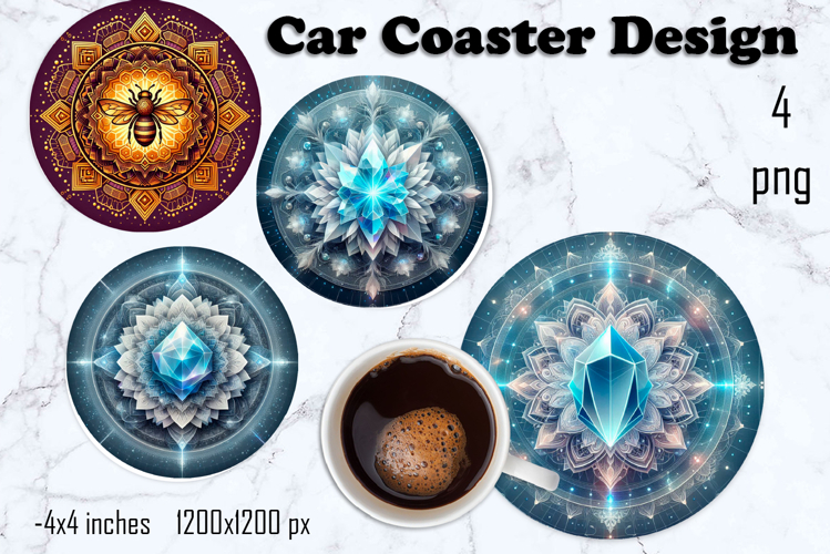 Round 3D mandala decor Sublimation car Coaster