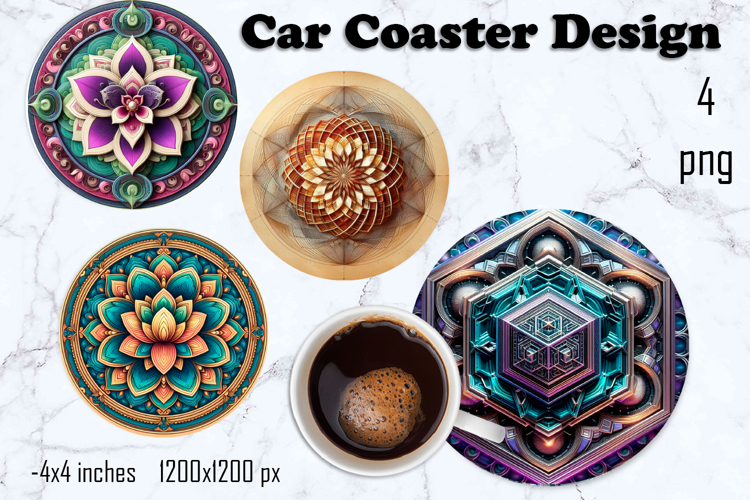 Round 3D mandala decor Sublimation car Coaster