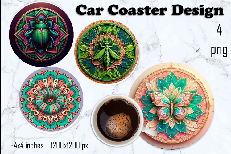 Round 3D mandala decor Sublimation car Coaster