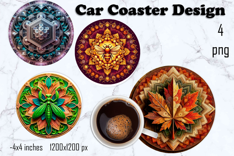 Round 3D mandala decor Sublimation car Coaster