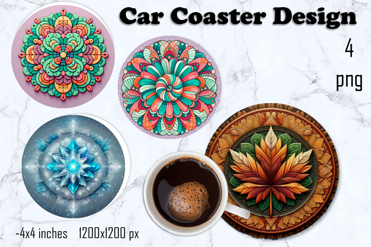 Round 3D mandala decor Sublimation car Coaster