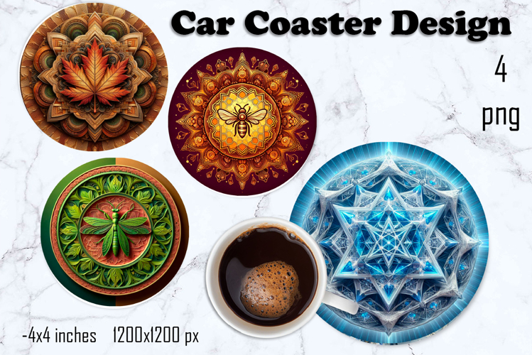 Round 3D mandala decor Sublimation car Coaster