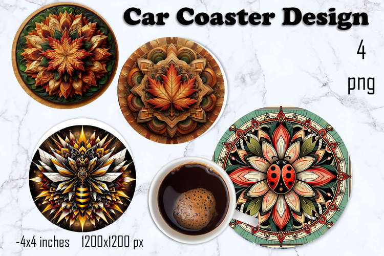 Round 3D mandala decor Sublimation car Coaster