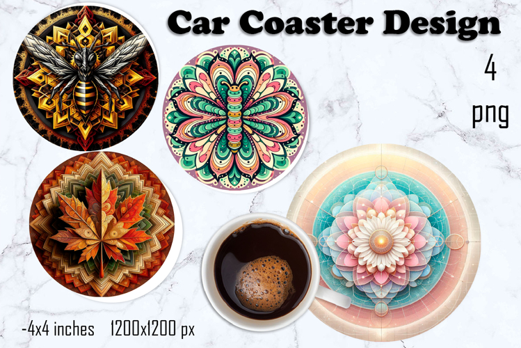 Round 3D mandala decor Sublimation car Coaster