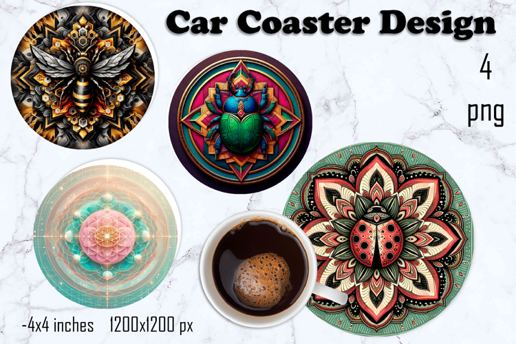 Round 3D mandala decor Sublimation car Coaster
