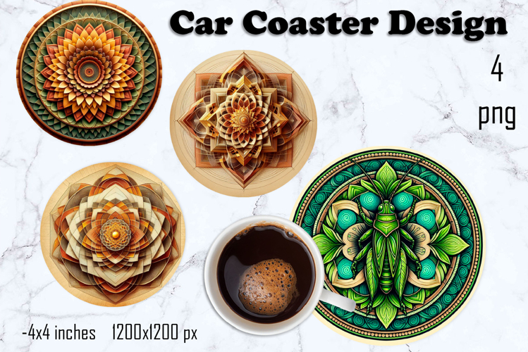 Round 3D mandala decor Sublimation car Coaster