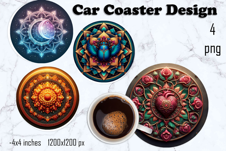 Round 3D mandala decor Sublimation car Coaster