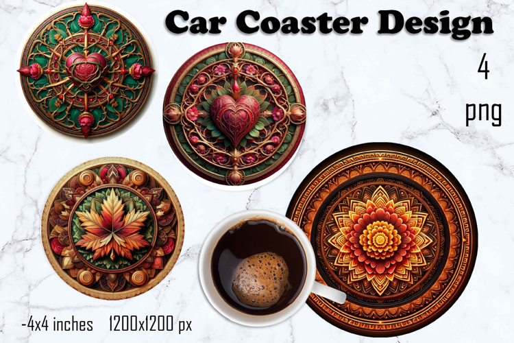 Round 3D mandala decor Sublimation car Coaster