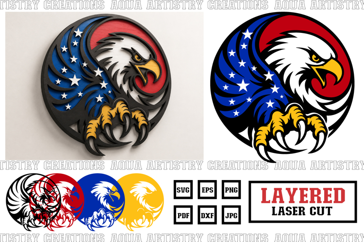 Patriotic USA Eagle Multilayered SVG Laser Cut Design