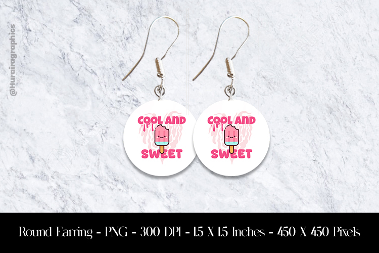 Cool and Sweet Round Earring Sublimation Design