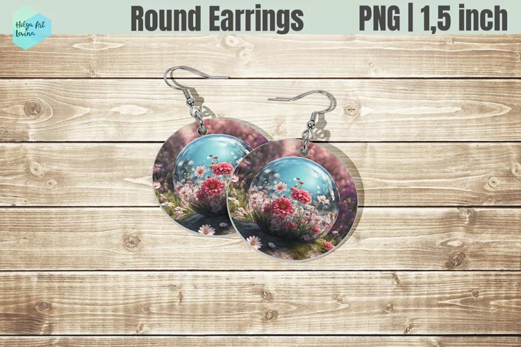 Round Earring | Flowers Sublimation
