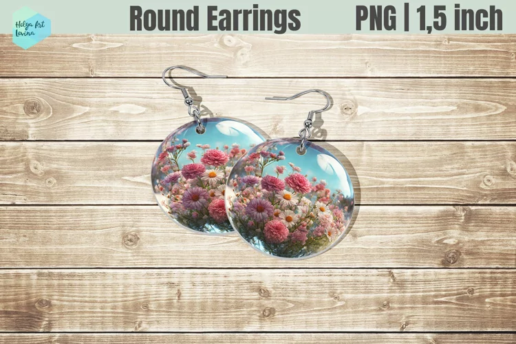 Round Earring | Flowers Sublimation