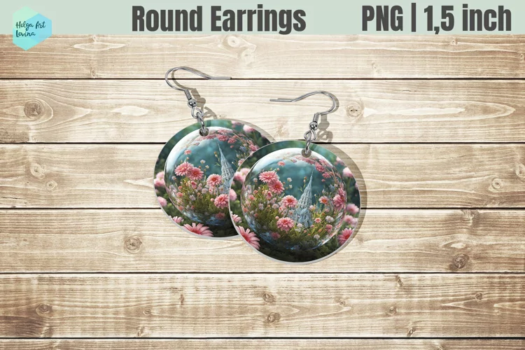 Round Earring | Flowers Sublimation