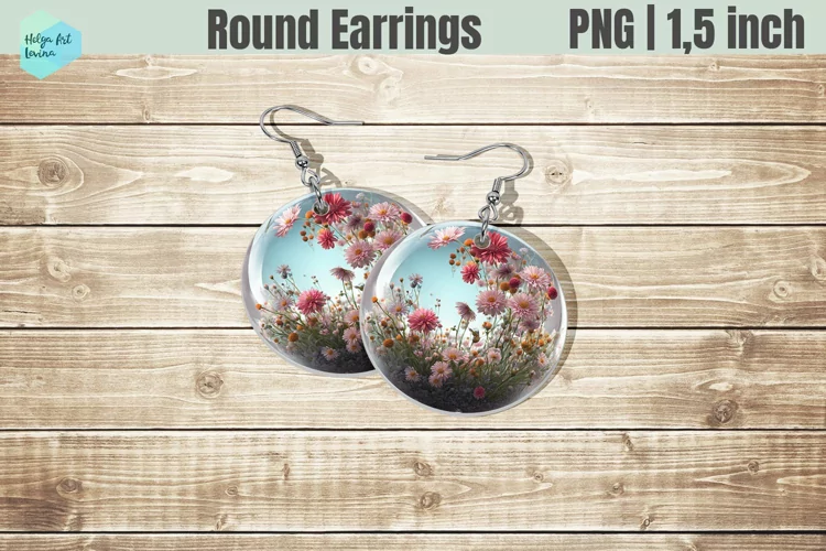 Round Earring | Flowers Sublimation