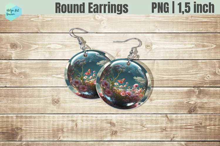 Round Earring | Flowers Sublimation