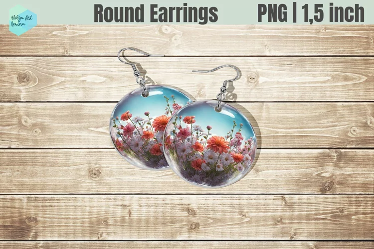 Round Earring | Flowers Sublimation