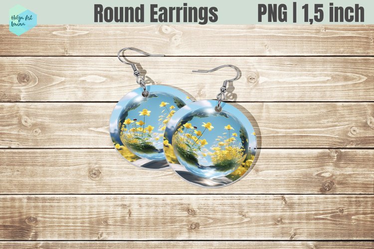 Round Earring | Flowers Sublimation example image 1
