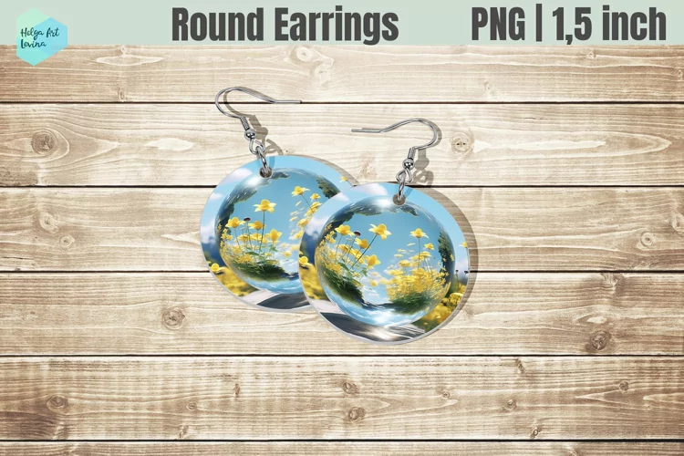 Round Earring | Flowers Sublimation