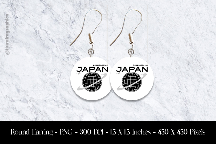 Japan Round Earring Sublimation Design