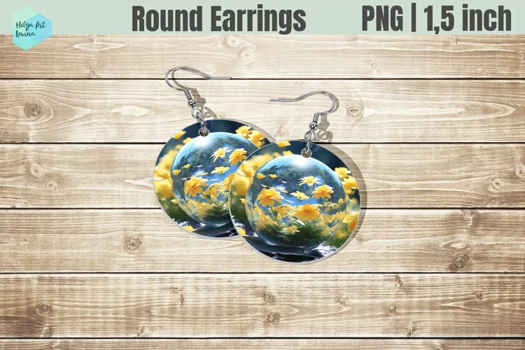 Round Earring | Flowers Sublimation