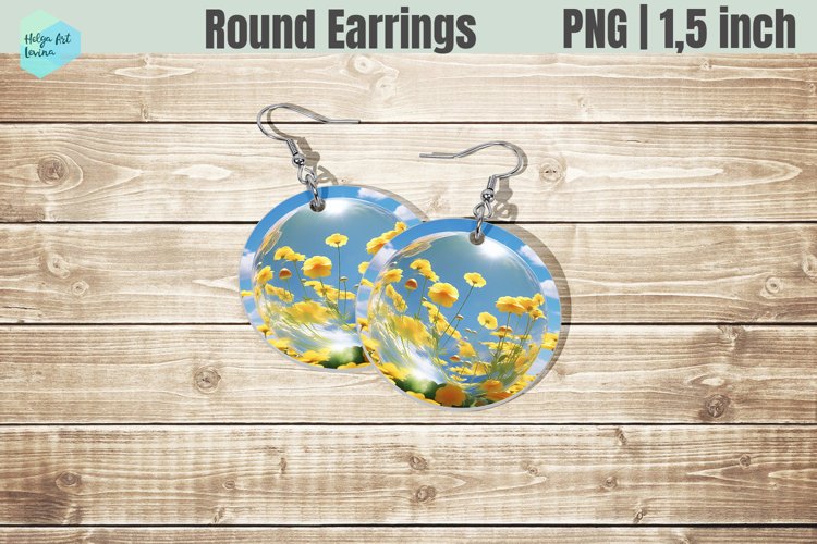 Round Earring | Flowers Sublimation