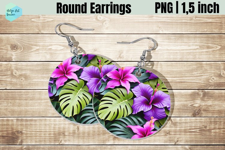 Round Earring | Tropic Flowers Sublimation