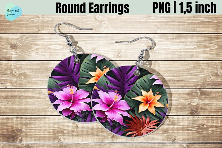 Round Earring | Tropic Flowers Sublimation
