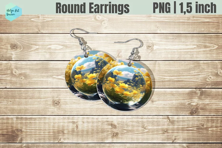 Round Earring | Flowers Sublimation