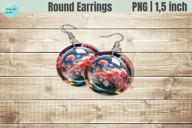 Round Earring | Flowers Sublimation