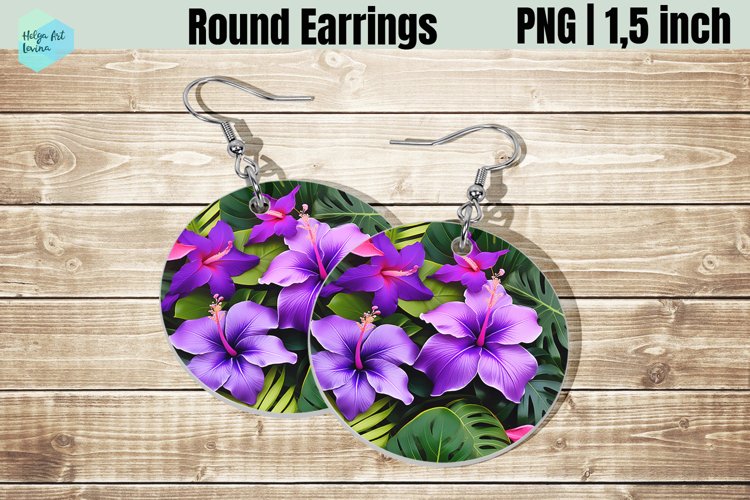 Round Earring | Tropic Flowers Sublimation