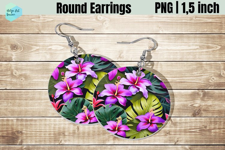 Round Earring | Tropic Flowers Sublimation