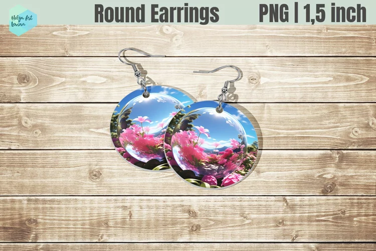 Round Earring | Flowers Sublimation