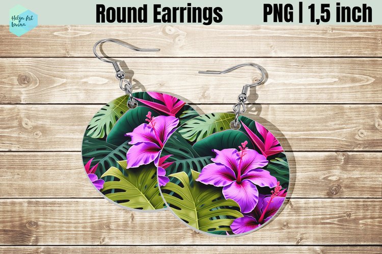 Round Earring | Tropic Flowers Sublimation