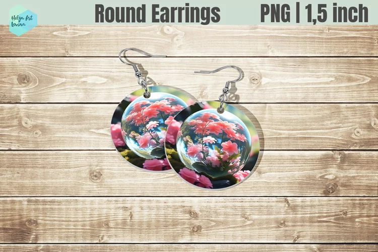 Round Earring | Flowers Sublimation
