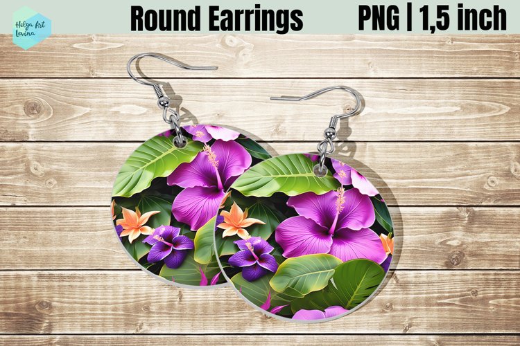 Round Earring | Tropic Flowers Sublimation
